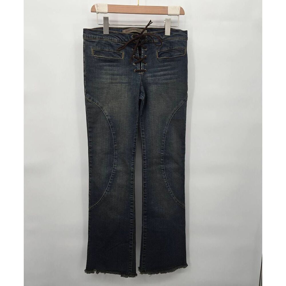 Vintage Express Y2K Lace Up Front Jeans Size 7/8 Bratzcore Denim